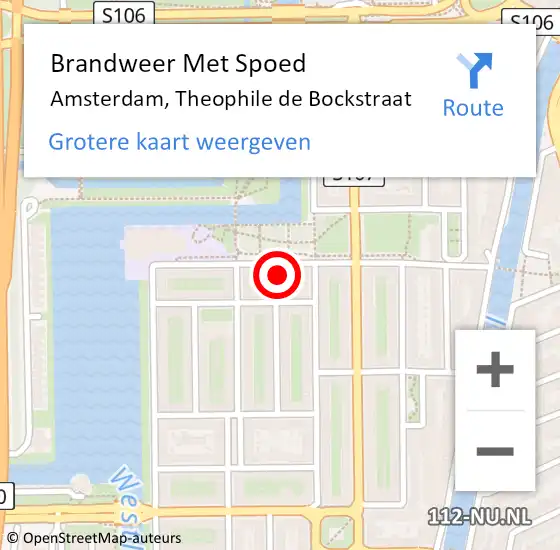 Locatie op kaart van de 112 melding: Brandweer Met Spoed Naar Amsterdam, Theophile de Bockstraat op 8 januari 2024 12:59