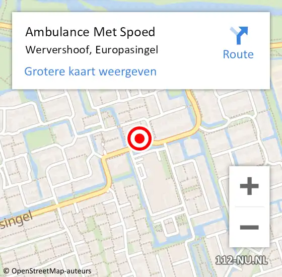 Locatie op kaart van de 112 melding: Ambulance Met Spoed Naar Wervershoof, Europasingel op 8 januari 2024 13:48