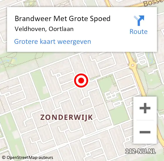 Locatie op kaart van de 112 melding: Brandweer Met Grote Spoed Naar Veldhoven, Oortlaan op 8 januari 2024 15:37