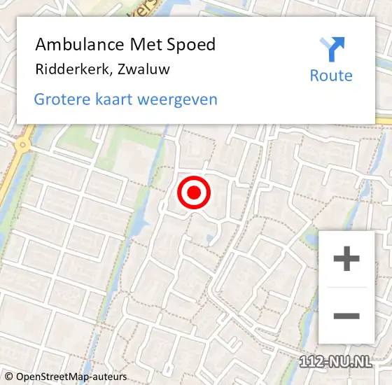 Locatie op kaart van de 112 melding: Ambulance Met Spoed Naar Ridderkerk, Zwaluw op 8 januari 2024 15:37