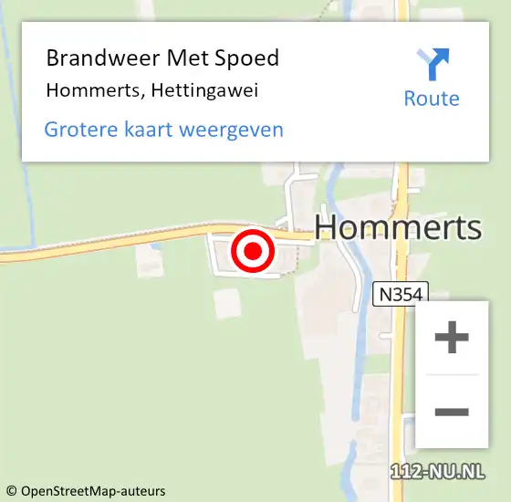 Locatie op kaart van de 112 melding: Brandweer Met Spoed Naar Hommerts, Hettingawei op 8 januari 2024 16:00