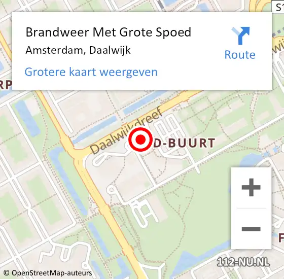 Locatie op kaart van de 112 melding: Brandweer Met Grote Spoed Naar Amsterdam, Daalwijk op 8 januari 2024 16:07