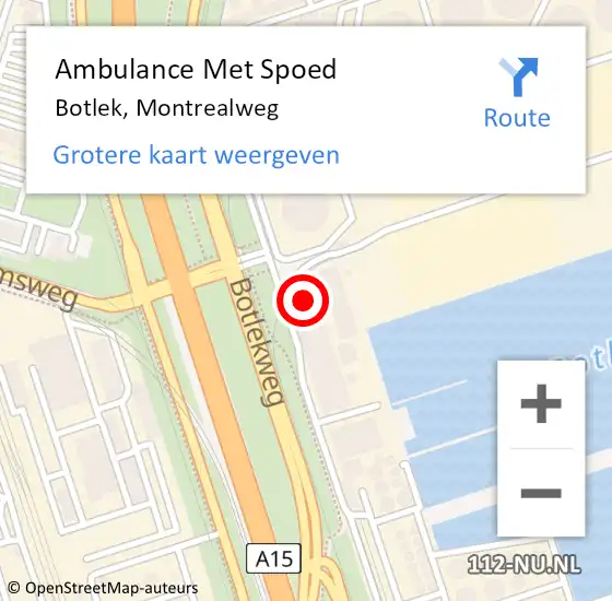 Locatie op kaart van de 112 melding: Ambulance Met Spoed Naar Botlek, Montrealweg op 8 januari 2024 17:07