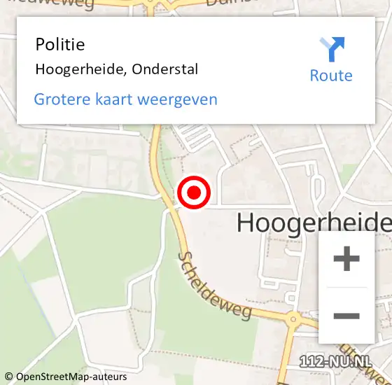 Locatie op kaart van de 112 melding: Politie Hoogerheide, Onderstal op 8 januari 2024 17:13