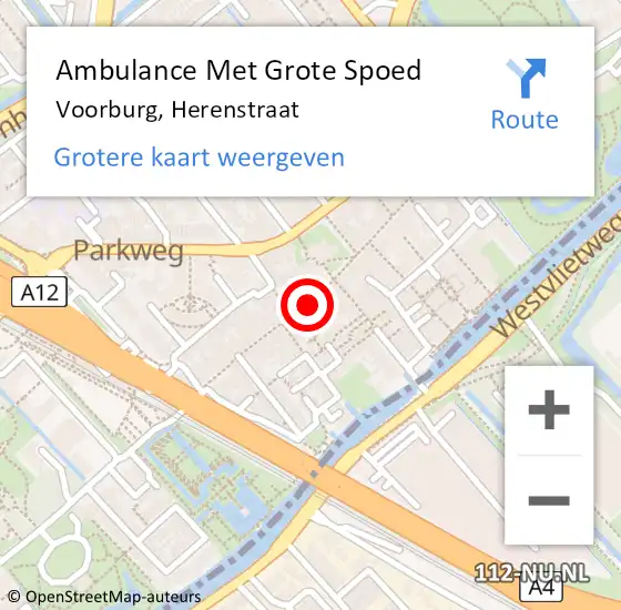 Locatie op kaart van de 112 melding: Ambulance Met Grote Spoed Naar Voorburg, Herenstraat op 8 januari 2024 17:35