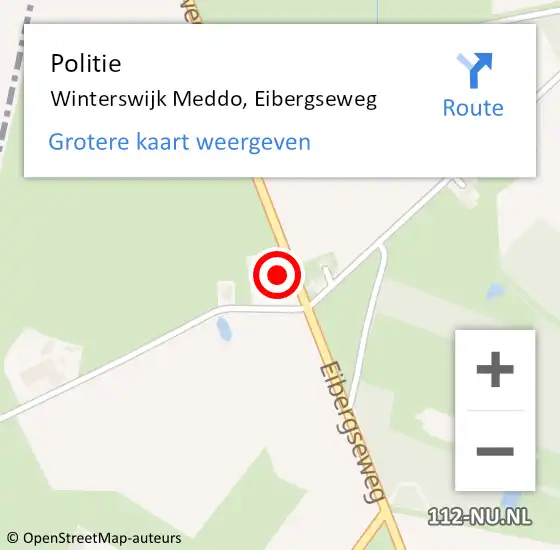 Locatie op kaart van de 112 melding: Politie Winterswijk Meddo, Eibergseweg op 8 januari 2024 17:36