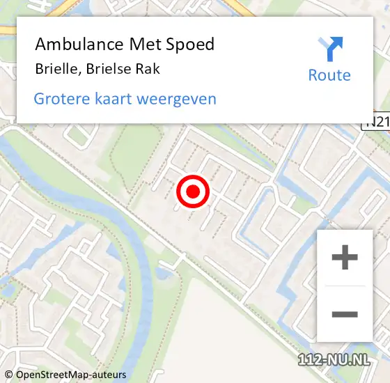 Locatie op kaart van de 112 melding: Ambulance Met Spoed Naar Brielle, Brielse Rak op 8 januari 2024 20:22