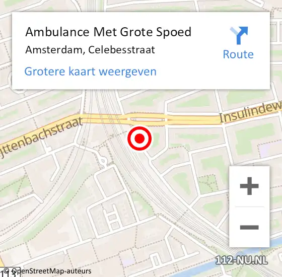 Locatie op kaart van de 112 melding: Ambulance Met Grote Spoed Naar Amsterdam, Celebesstraat op 8 januari 2024 23:30