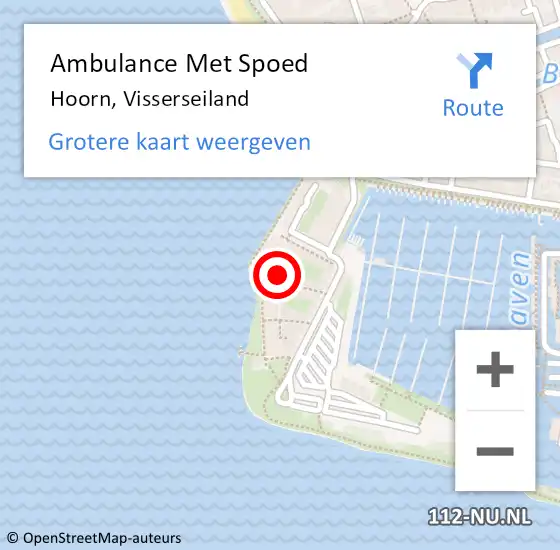 Locatie op kaart van de 112 melding: Ambulance Met Spoed Naar Hoorn, Visserseiland op 8 januari 2024 23:51