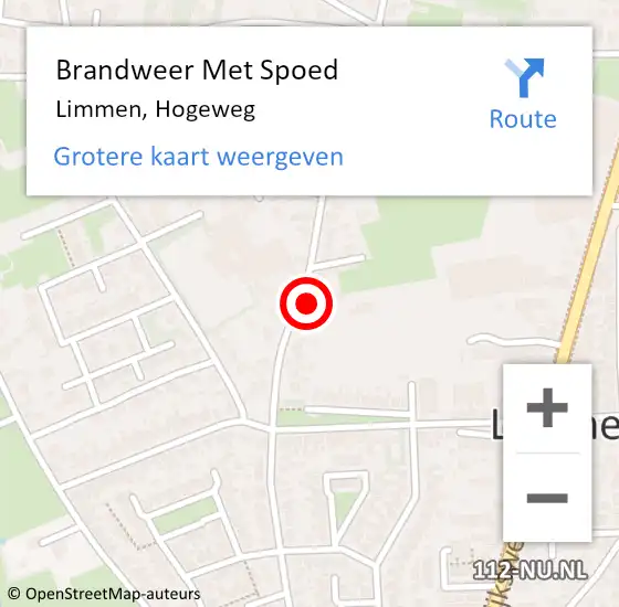 Locatie op kaart van de 112 melding: Brandweer Met Spoed Naar Limmen, Hogeweg op 9 januari 2024 01:11