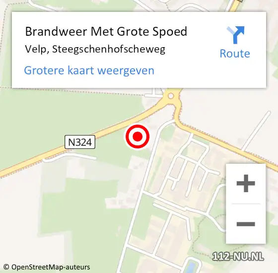 Locatie op kaart van de 112 melding: Brandweer Met Grote Spoed Naar Velp, Steegschenhofscheweg op 9 januari 2024 02:45