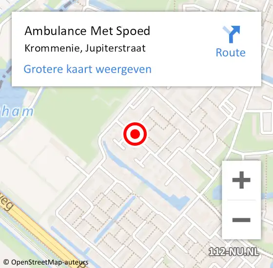 Locatie op kaart van de 112 melding: Ambulance Met Spoed Naar Krommenie, Jupiterstraat op 9 januari 2024 04:56