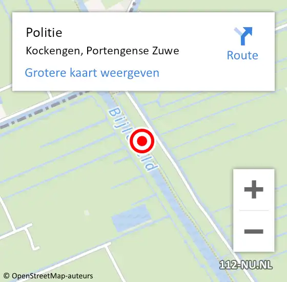 Locatie op kaart van de 112 melding: Politie Kockengen, Portengense Zuwe op 9 januari 2024 07:36