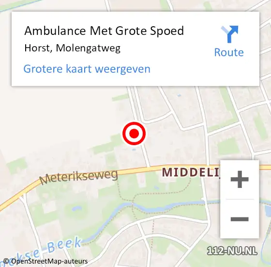 Locatie op kaart van de 112 melding: Ambulance Met Grote Spoed Naar Horst, Molengatweg op 9 januari 2024 07:55