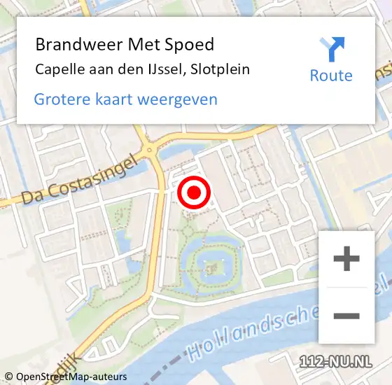 Locatie op kaart van de 112 melding: Brandweer Met Spoed Naar Capelle aan den IJssel, Slotplein op 9 januari 2024 09:11