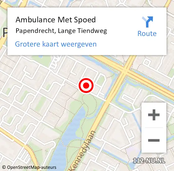 Locatie op kaart van de 112 melding: Ambulance Met Spoed Naar Papendrecht, Lange Tiendweg op 9 januari 2024 09:41