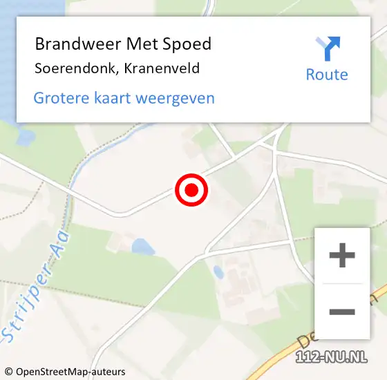 Locatie op kaart van de 112 melding: Brandweer Met Spoed Naar Soerendonk, Kranenveld op 9 januari 2024 11:31