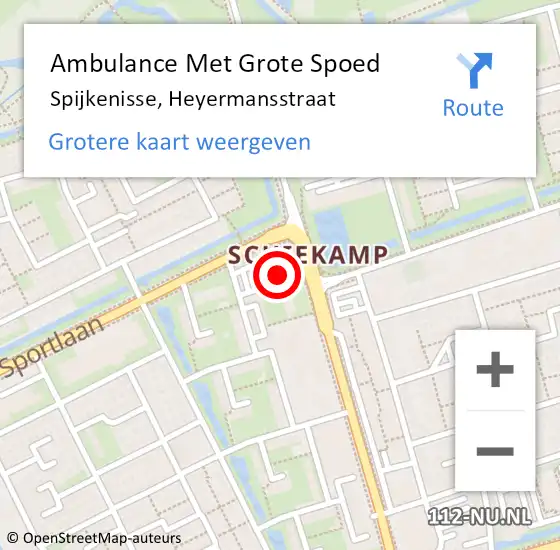 Locatie op kaart van de 112 melding: Ambulance Met Grote Spoed Naar Spijkenisse, Heyermansstraat op 9 januari 2024 11:35