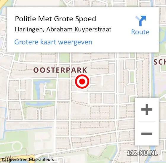 Locatie op kaart van de 112 melding: Politie Met Grote Spoed Naar Harlingen, Abraham Kuyperstraat op 9 januari 2024 11:36