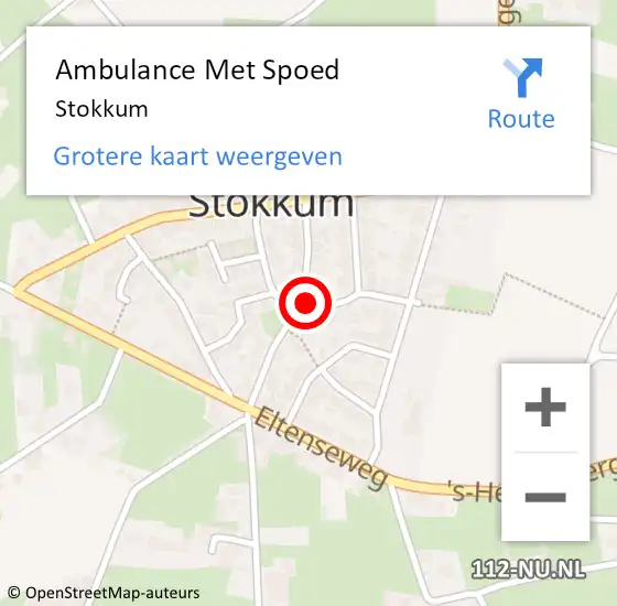 Locatie op kaart van de 112 melding: Ambulance Met Spoed Naar Stokkum op 9 januari 2024 11:51