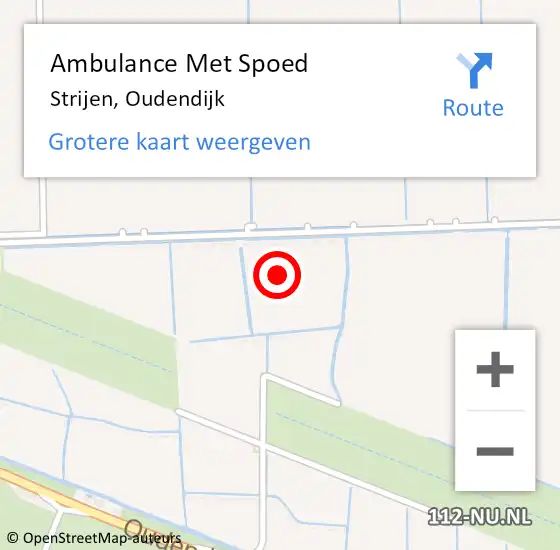 Locatie op kaart van de 112 melding: Ambulance Met Spoed Naar Strijen, Oudendijk op 9 januari 2024 13:06