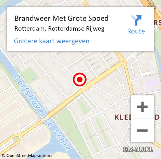 Locatie op kaart van de 112 melding: Brandweer Met Grote Spoed Naar Rotterdam, Rotterdamse Rijweg op 9 januari 2024 16:38