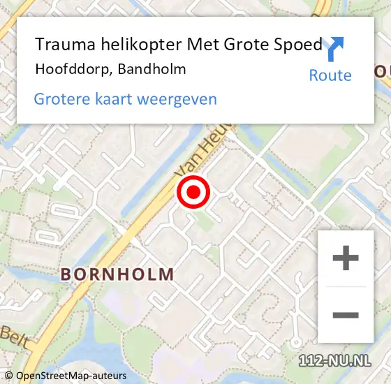 Locatie op kaart van de 112 melding: Trauma helikopter Met Grote Spoed Naar Hoofddorp, Bandholm op 9 januari 2024 16:55