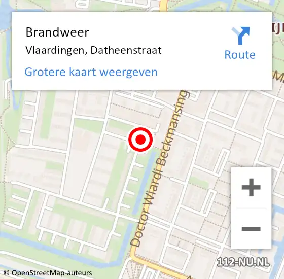 Locatie op kaart van de 112 melding: Brandweer Vlaardingen, Datheenstraat op 9 januari 2024 17:01