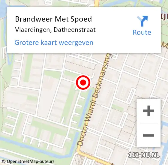 Locatie op kaart van de 112 melding: Brandweer Met Spoed Naar Vlaardingen, Datheenstraat op 9 januari 2024 17:17