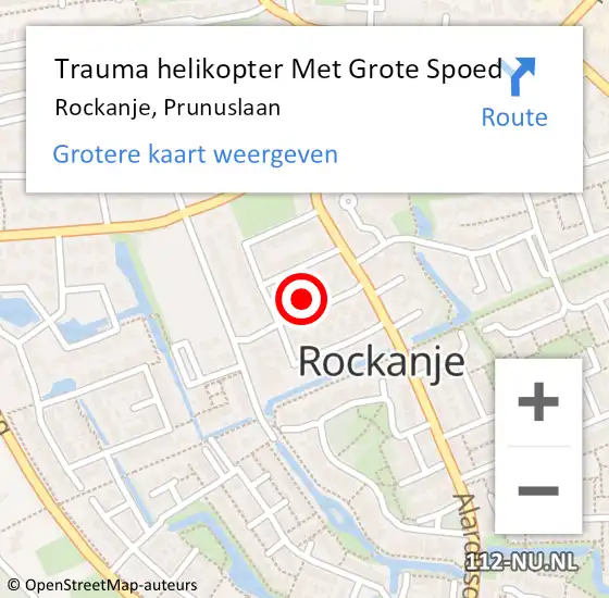 Locatie op kaart van de 112 melding: Trauma helikopter Met Grote Spoed Naar Rockanje, Prunuslaan op 9 januari 2024 17:19