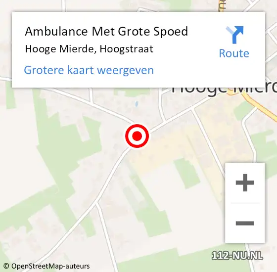 Locatie op kaart van de 112 melding: Ambulance Met Grote Spoed Naar Hooge Mierde, Hoogstraat op 21 september 2014 15:12