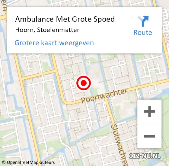 Locatie op kaart van de 112 melding: Ambulance Met Grote Spoed Naar Hoorn, Stoelenmatter op 9 januari 2024 19:10