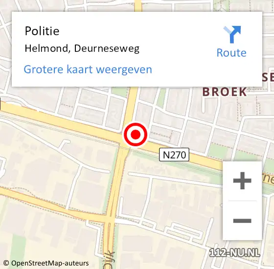 Locatie op kaart van de 112 melding: Politie Helmond, Deurneseweg op 9 januari 2024 19:14