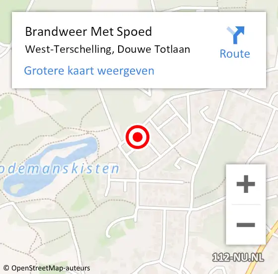 Locatie op kaart van de 112 melding: Brandweer Met Spoed Naar West-Terschelling, Douwe Totlaan op 9 januari 2024 19:22