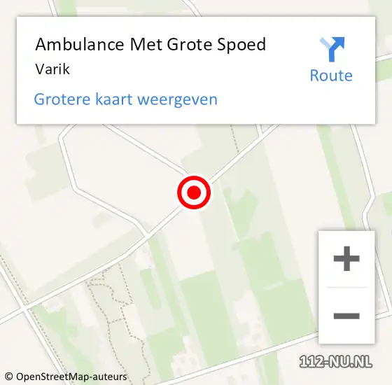 Locatie op kaart van de 112 melding: Ambulance Met Grote Spoed Naar Varik op 9 januari 2024 19:25
