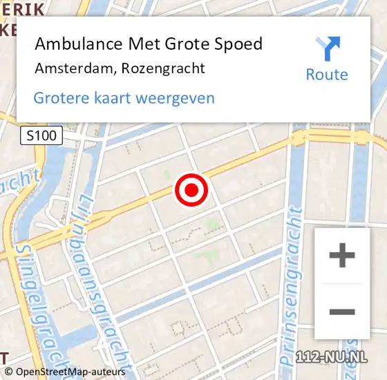 Locatie op kaart van de 112 melding: Ambulance Met Grote Spoed Naar Amsterdam, Rozengracht op 9 januari 2024 19:31