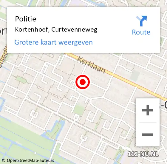 Locatie op kaart van de 112 melding: Politie Kortenhoef, Curtevenneweg op 9 januari 2024 20:48
