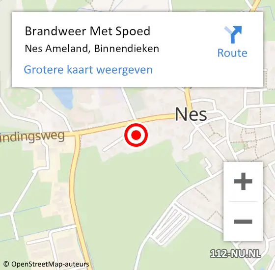 Locatie op kaart van de 112 melding: Brandweer Met Spoed Naar Nes Ameland, Binnendieken op 10 januari 2024 00:01