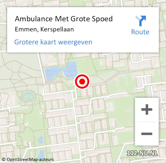 Locatie op kaart van de 112 melding: Ambulance Met Grote Spoed Naar Emmen, Kerspellaan op 10 januari 2024 01:38