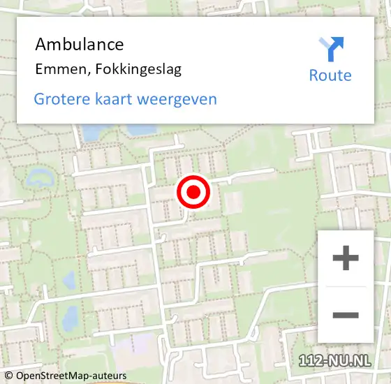 Locatie op kaart van de 112 melding: Ambulance Emmen, Fokkingeslag op 10 januari 2024 01:47