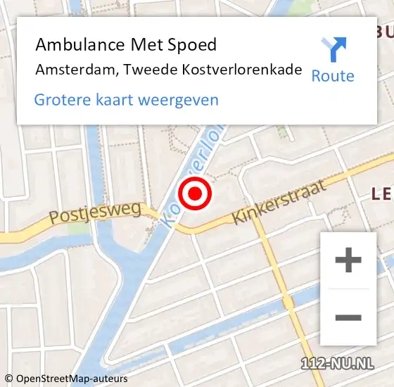 Locatie op kaart van de 112 melding: Ambulance Met Spoed Naar Amsterdam, Tweede Kostverlorenkade op 10 januari 2024 03:24