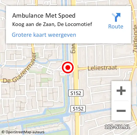 Locatie op kaart van de 112 melding: Ambulance Met Spoed Naar Koog aan de Zaan, De Locomotief op 10 januari 2024 04:58
