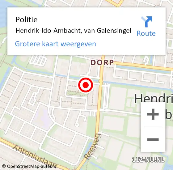 Locatie op kaart van de 112 melding: Politie Hendrik-Ido-Ambacht, van Galensingel op 10 januari 2024 06:35