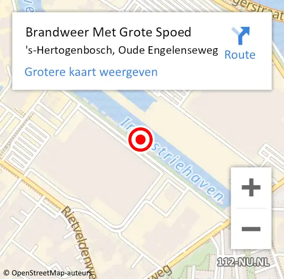 Locatie op kaart van de 112 melding: Brandweer Met Grote Spoed Naar 's-Hertogenbosch, Oude Engelenseweg op 10 januari 2024 08:02