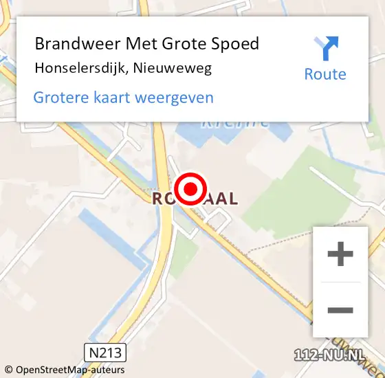 Locatie op kaart van de 112 melding: Brandweer Met Grote Spoed Naar Honselersdijk, Nieuweweg op 10 januari 2024 08:08