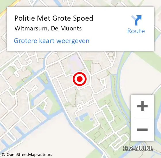 Locatie op kaart van de 112 melding: Politie Met Grote Spoed Naar Witmarsum, De Muonts op 10 januari 2024 09:07