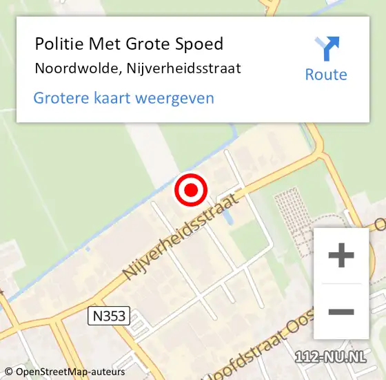 Locatie op kaart van de 112 melding: Politie Met Grote Spoed Naar Noordwolde, Nijverheidsstraat op 10 januari 2024 09:13