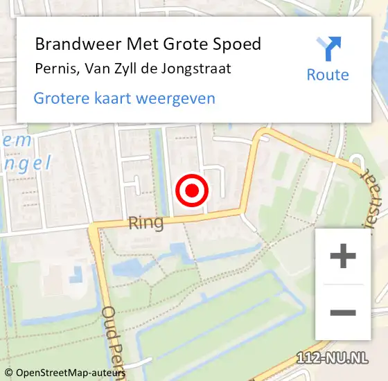 Locatie op kaart van de 112 melding: Brandweer Met Grote Spoed Naar Pernis, Van Zyll de Jongstraat op 10 januari 2024 09:19