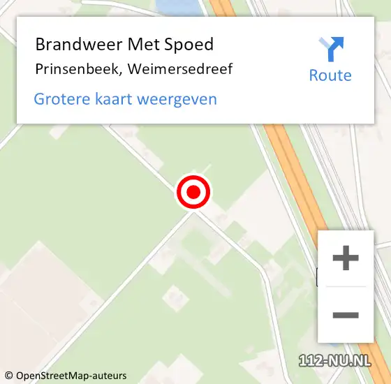 Locatie op kaart van de 112 melding: Brandweer Met Spoed Naar Prinsenbeek, Weimersedreef op 10 januari 2024 09:19