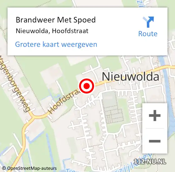 Locatie op kaart van de 112 melding: Brandweer Met Spoed Naar Nieuwolda, Hoofdstraat op 10 januari 2024 09:50